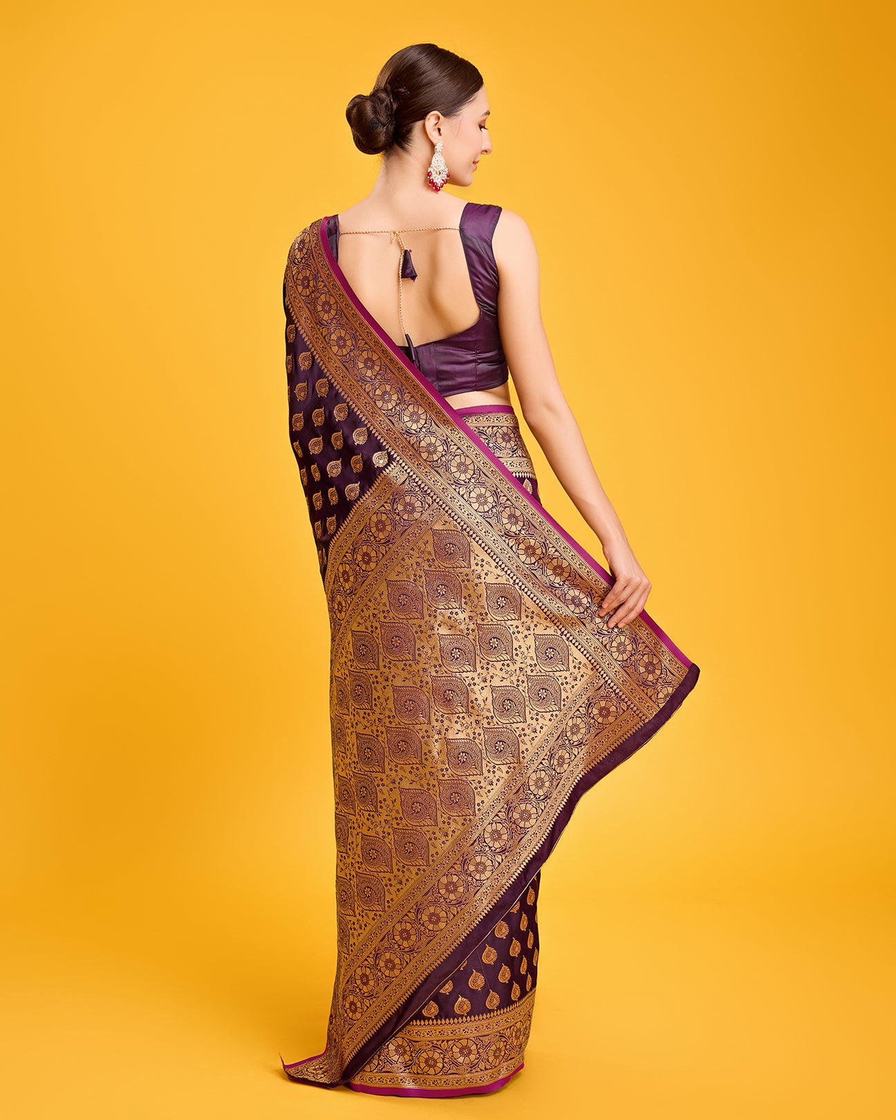 Wine Banarasi Silk Zari Weaving Traditional saree - Monjolika Fashion Wine Banarasi Silk Zari Weaving Traditional saree - Monjolika Fashion