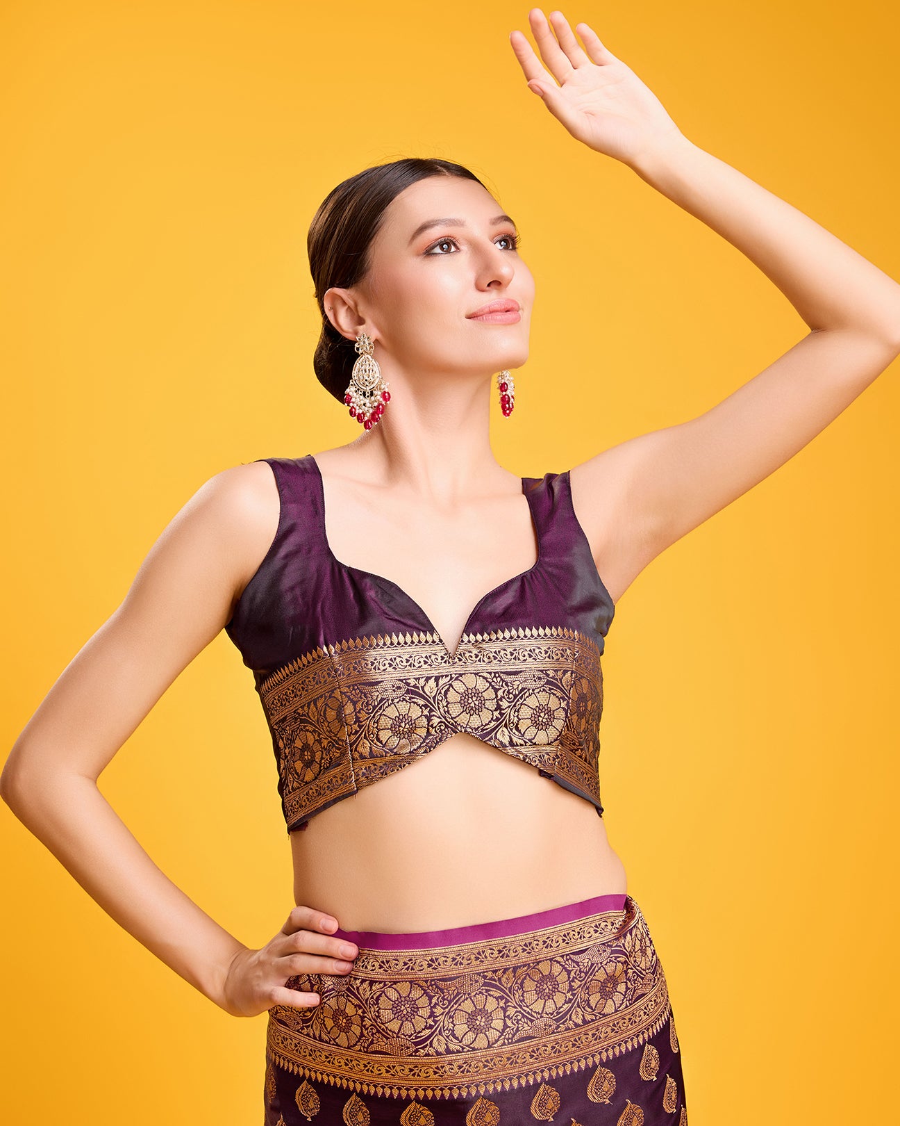 Wine Banarasi Silk Zari Weaving Traditional saree - Monjolika Fashion Wine Banarasi Silk Zari Weaving Traditional saree - Monjolika Fashion
