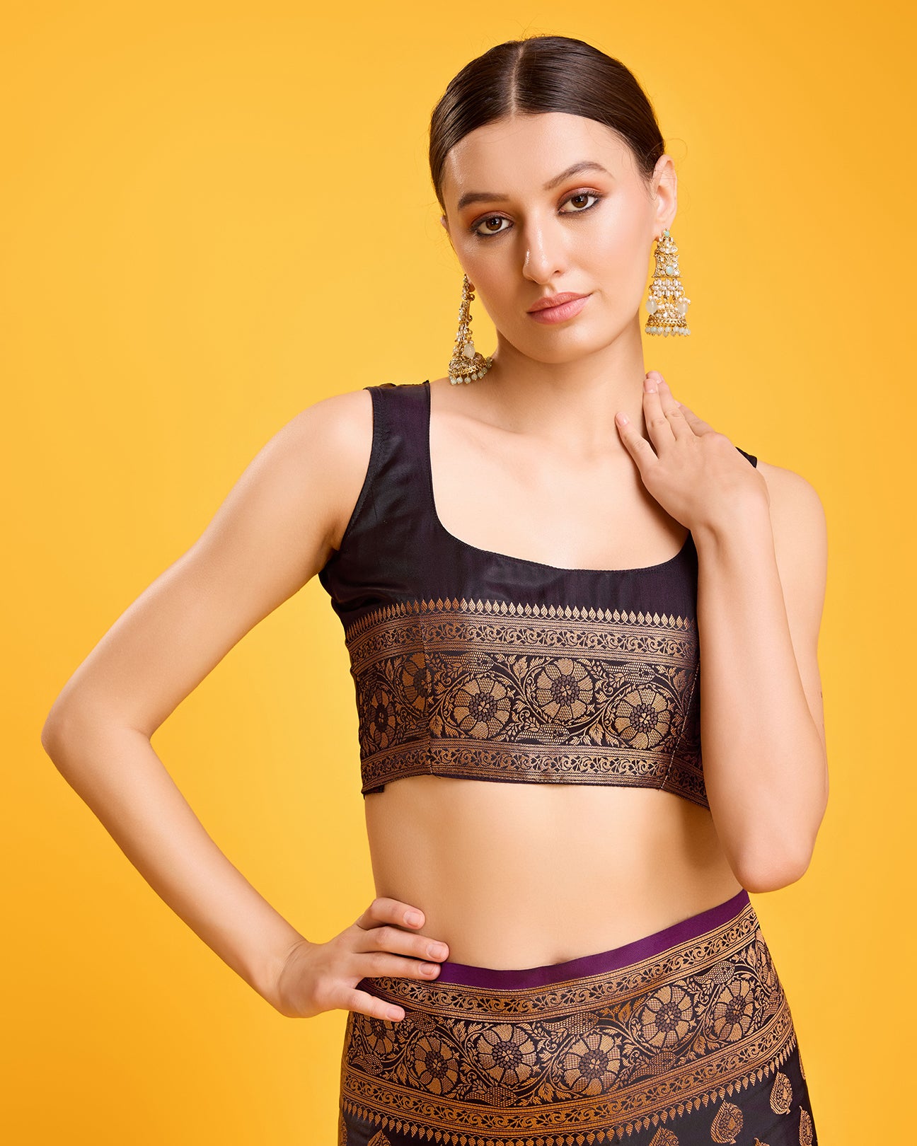 Dark Purple Banarasi Silk Zari Weaving Traditional Saree - Monjolika Fashion Dark Purple Banarasi Silk Zari Weaving Traditional Saree - Monjolika Fashion