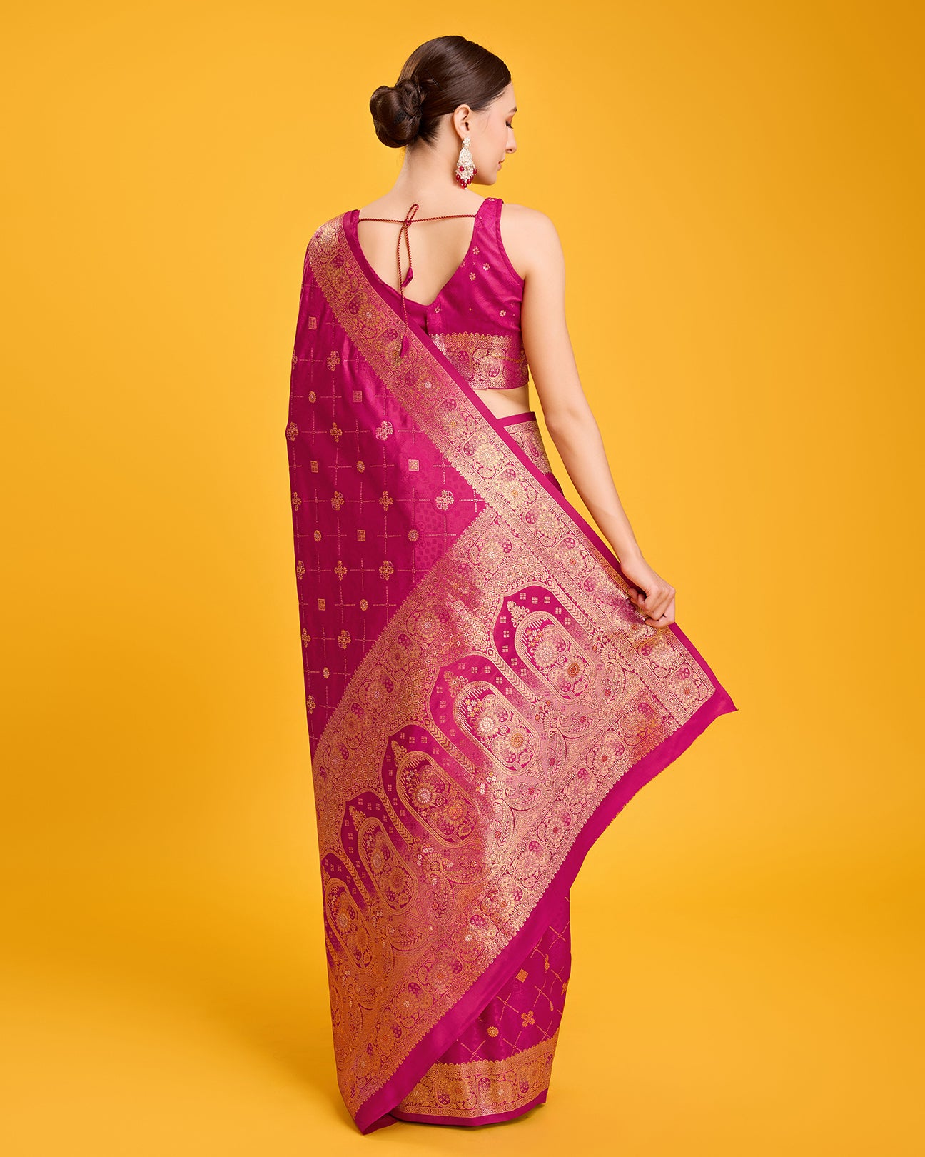 Magenta Banarasi Satin Silk Woven Stunning Saree - Monjolika Fashion Magenta Banarasi Satin Silk Woven Stunning Saree - Monjolika Fashion
