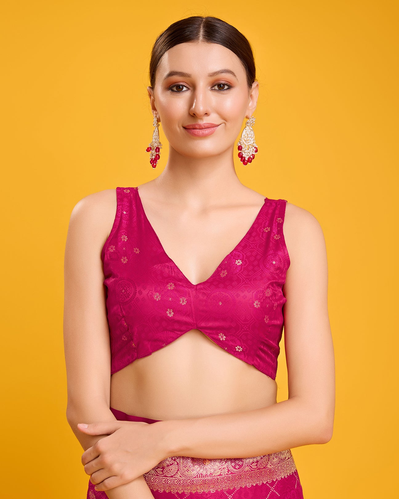 Magenta Banarasi Satin Silk Woven Stunning Saree - Monjolika Fashion Magenta Banarasi Satin Silk Woven Stunning Saree - Monjolika Fashion