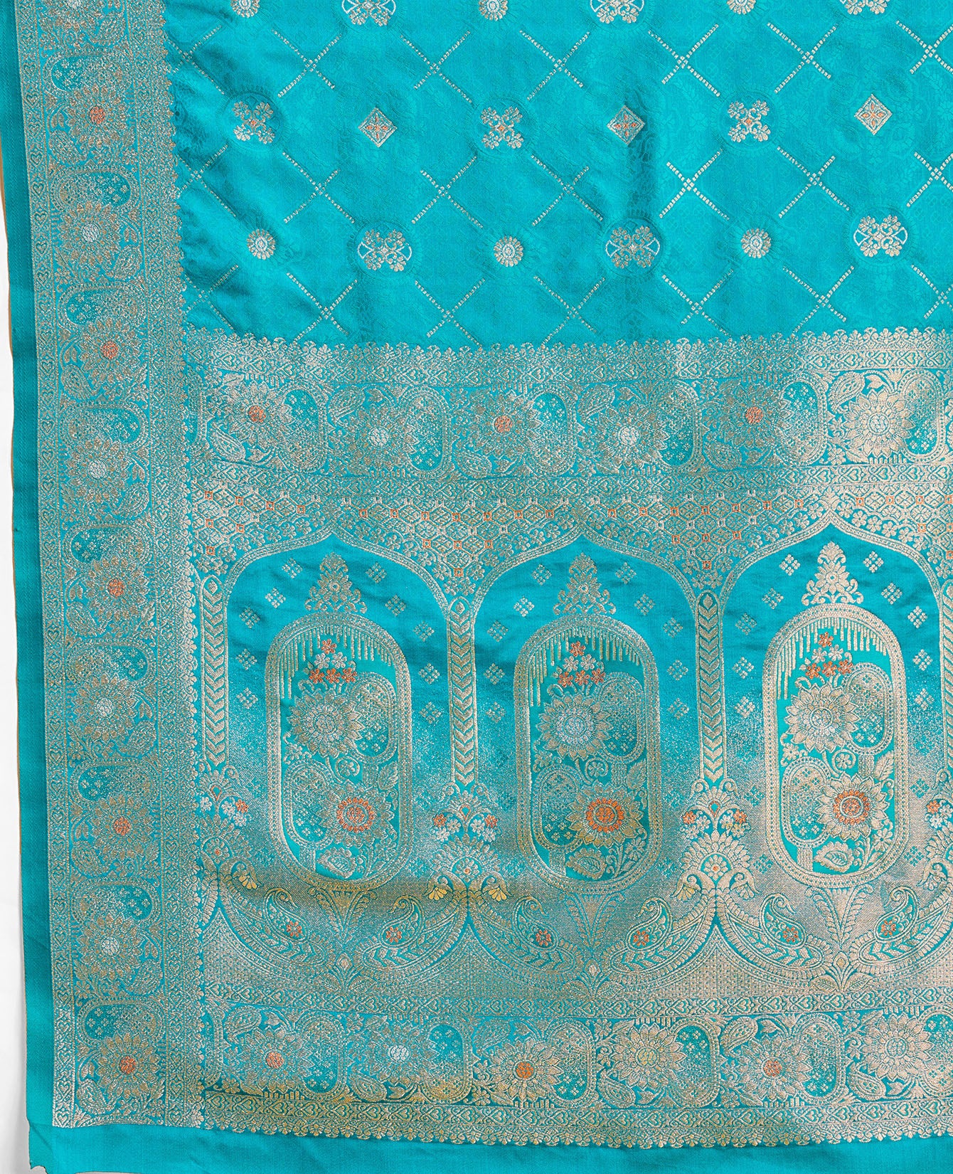 Turquoise Banarasi Satin Silk Stunning Saree - Monjolika Fashion Turquoise Banarasi Satin Silk Stunning Saree - Monjolika Fashion