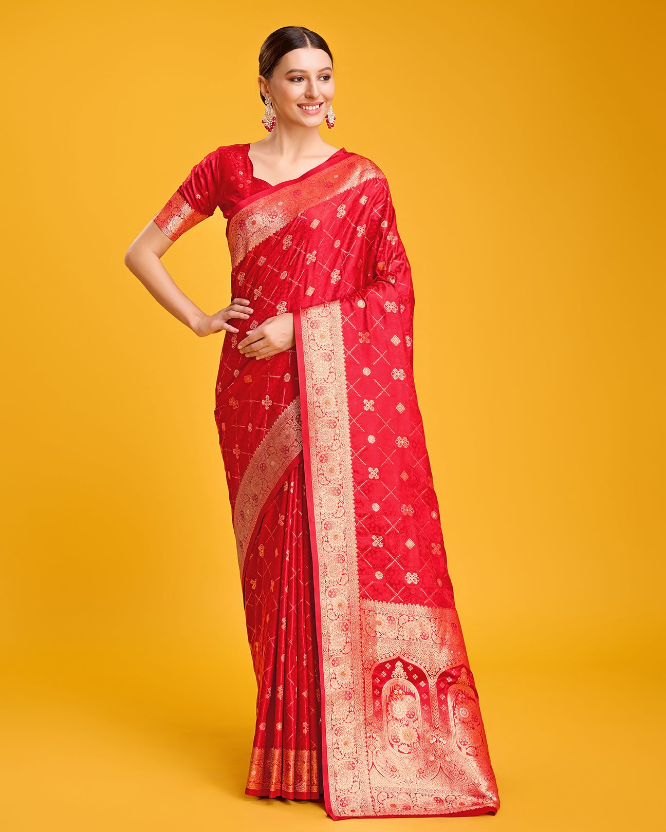Rani Pink Banarasi Satin Silk Zari Woven Work Saree - Monjolika Fashion Rani Pink Banarasi Satin Silk Zari Woven Work Saree - Monjolika Fashion