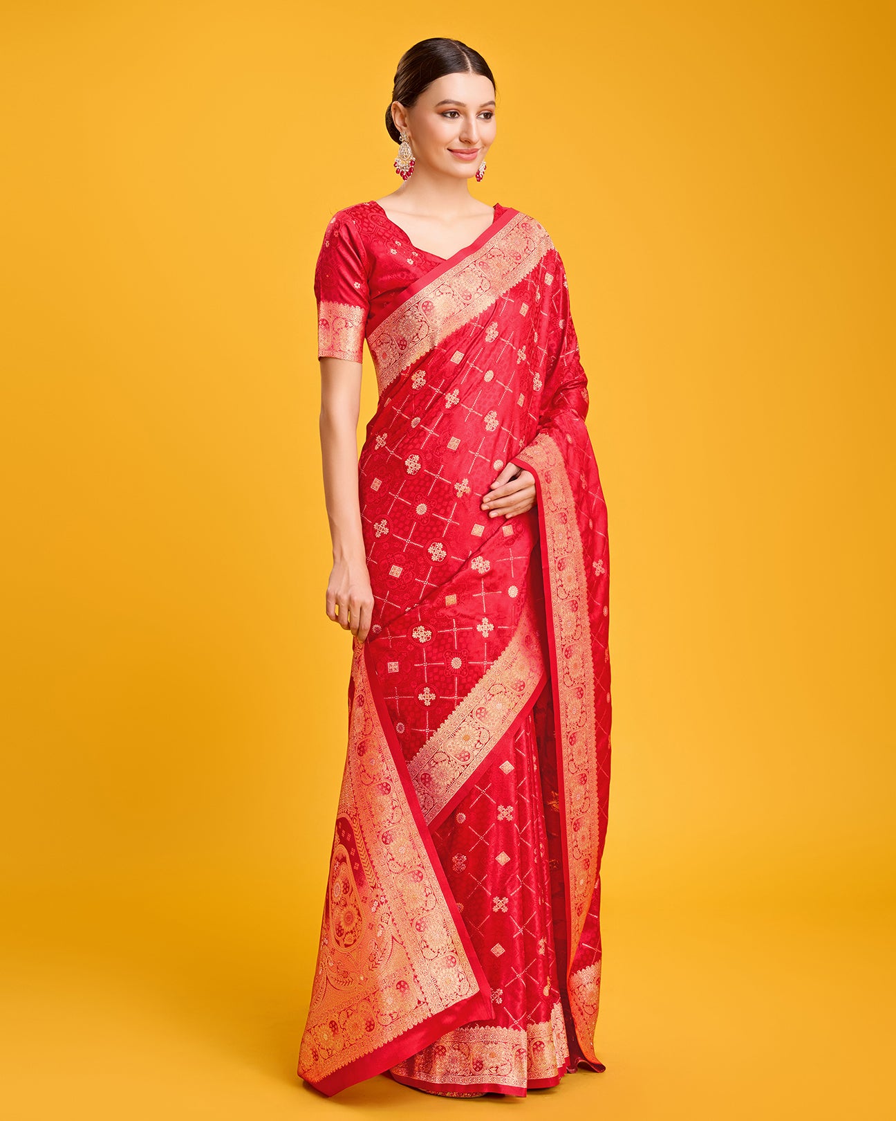 Rani Pink Banarasi Satin Silk Zari Woven Work Saree - Monjolika Fashion Rani Pink Banarasi Satin Silk Zari Woven Work Saree - Monjolika Fashion
