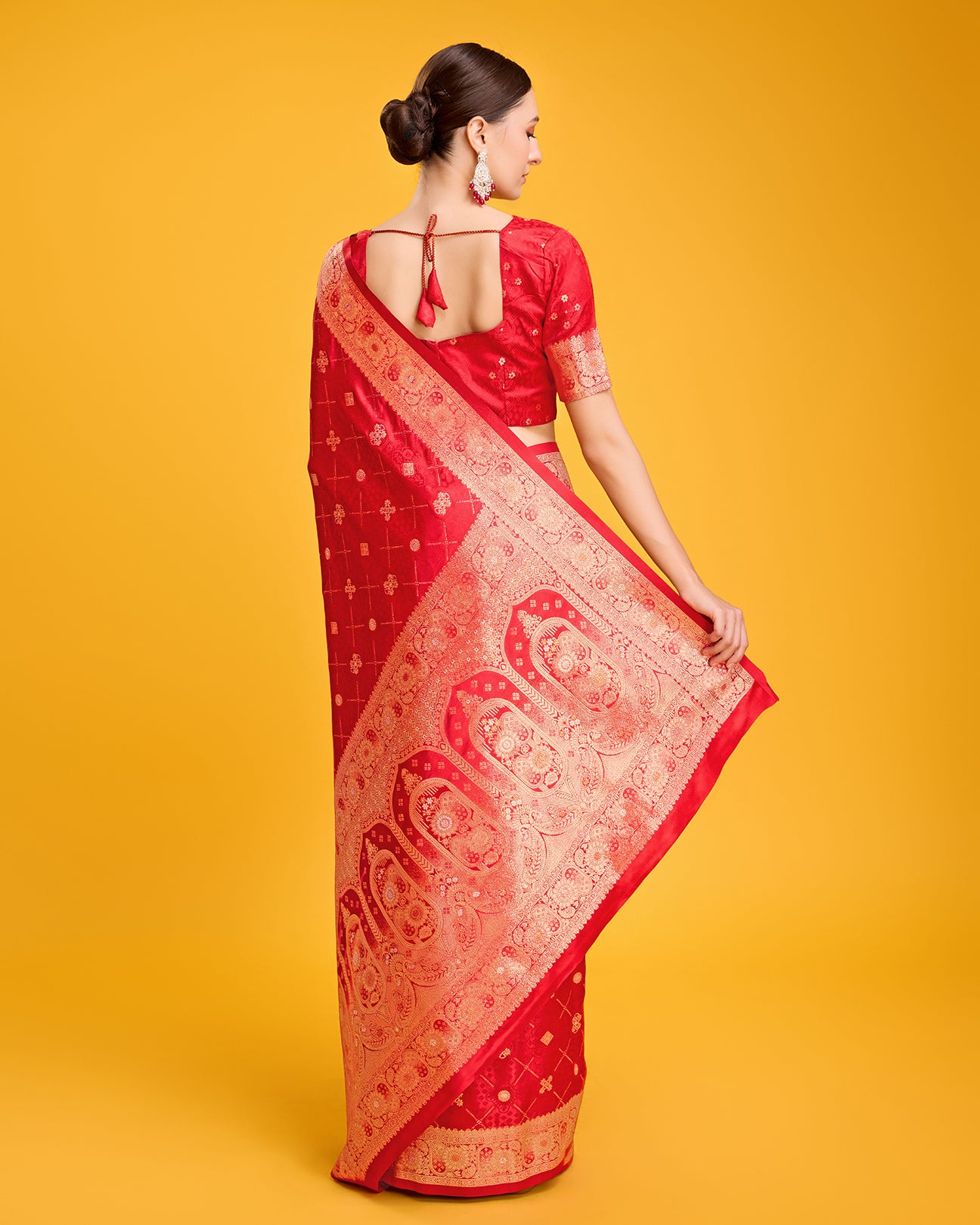 Rani Pink Banarasi Satin Silk Zari Woven Work Saree - Monjolika Fashion Rani Pink Banarasi Satin Silk Zari Woven Work Saree - Monjolika Fashion