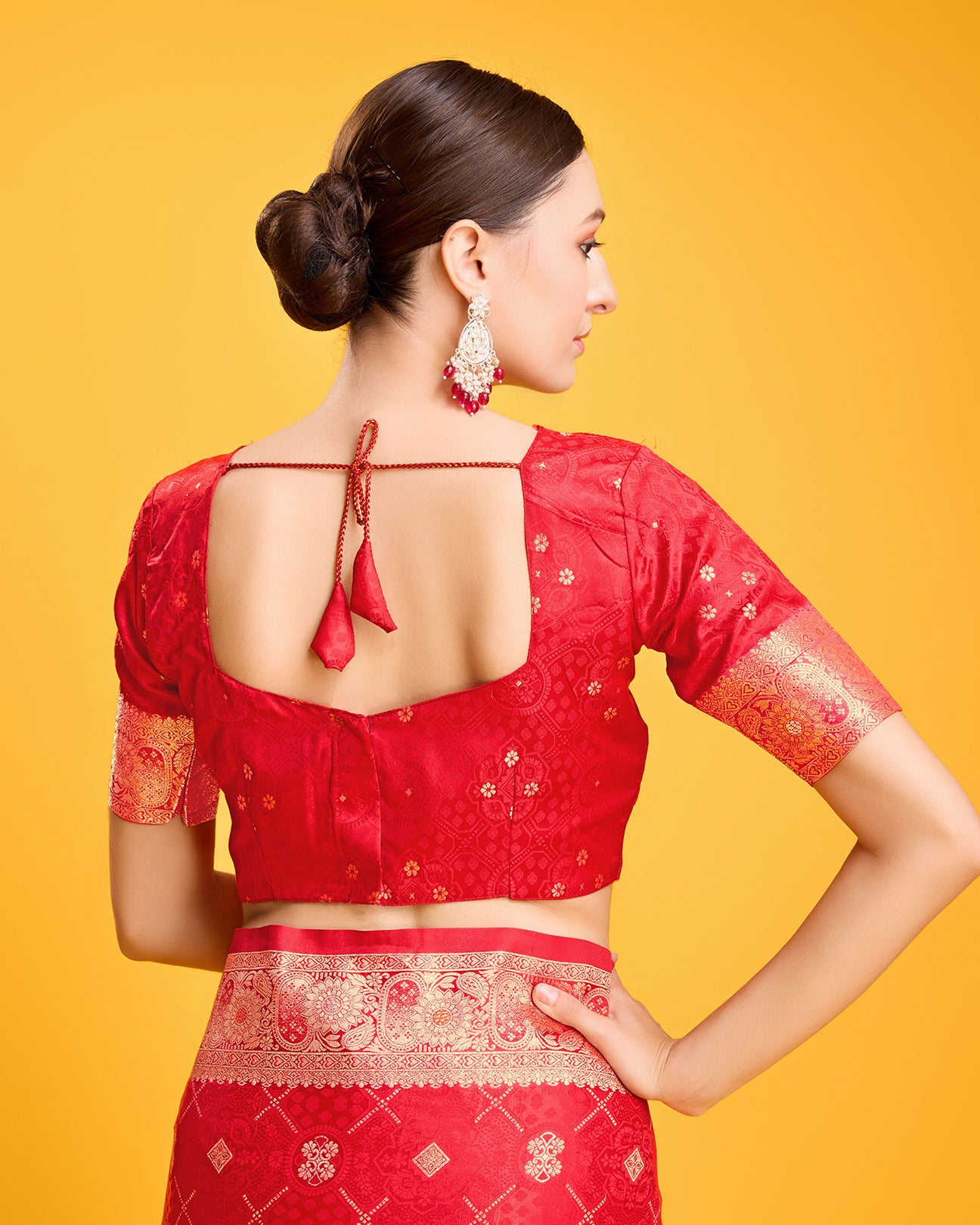Rani Pink Banarasi Satin Silk Zari Woven Work Saree - Monjolika Fashion Rani Pink Banarasi Satin Silk Zari Woven Work Saree - Monjolika Fashion
