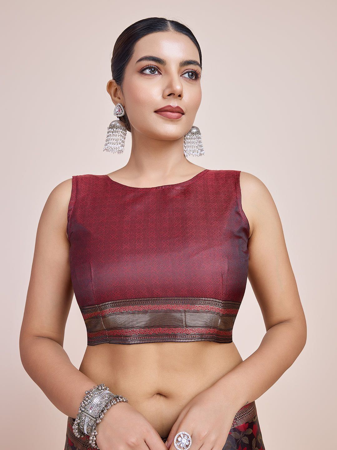 Maroon Banarasi Satin Silk Woven Traditional Saree - Monjolika Fashion Maroon Banarasi Satin Silk Woven Traditional Saree - Monjolika Fashion
