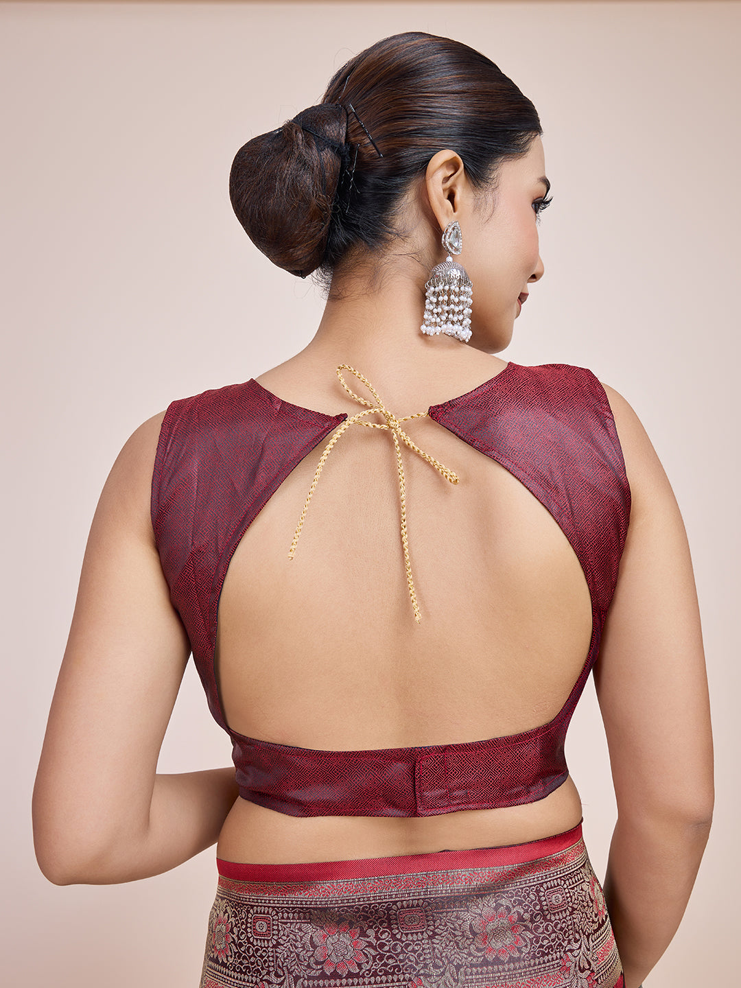 Maroon Banarasi Satin Silk Woven Traditional Saree - Monjolika Fashion Maroon Banarasi Satin Silk Woven Traditional Saree - Monjolika Fashion