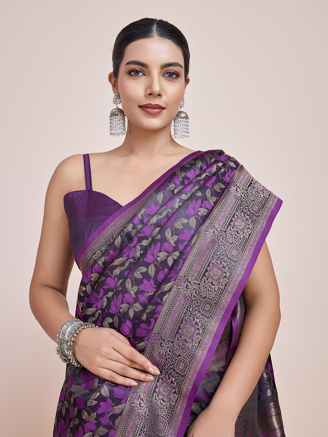 Maroon Banarasi Satin Silk Woven Traditional Saree - Monjolika Fashion Maroon Banarasi Satin Silk Woven Traditional Saree - Monjolika Fashion