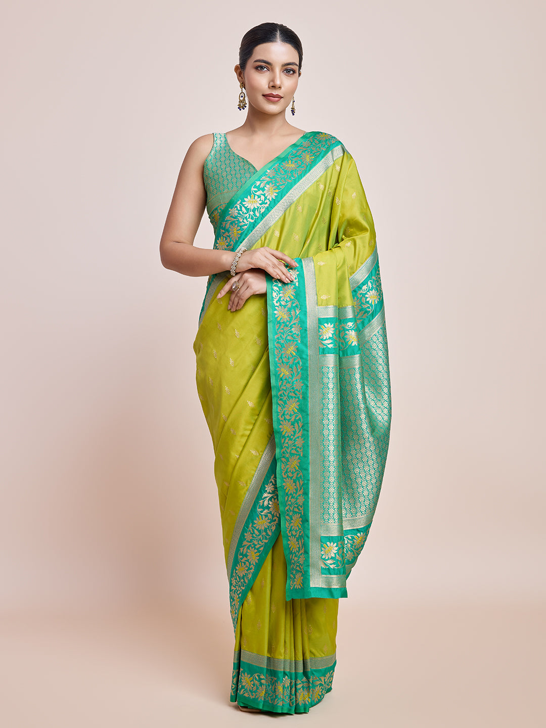 Cyan Banarasi Satin Silk Woven Classic Saree - Monjolika Fashion Cyan Banarasi Satin Silk Woven Classic Saree - Monjolika Fashion