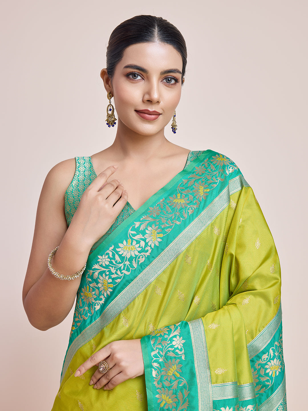 Cyan Banarasi Satin Silk Woven Classic Saree - Monjolika Fashion Cyan Banarasi Satin Silk Woven Classic Saree - Monjolika Fashion