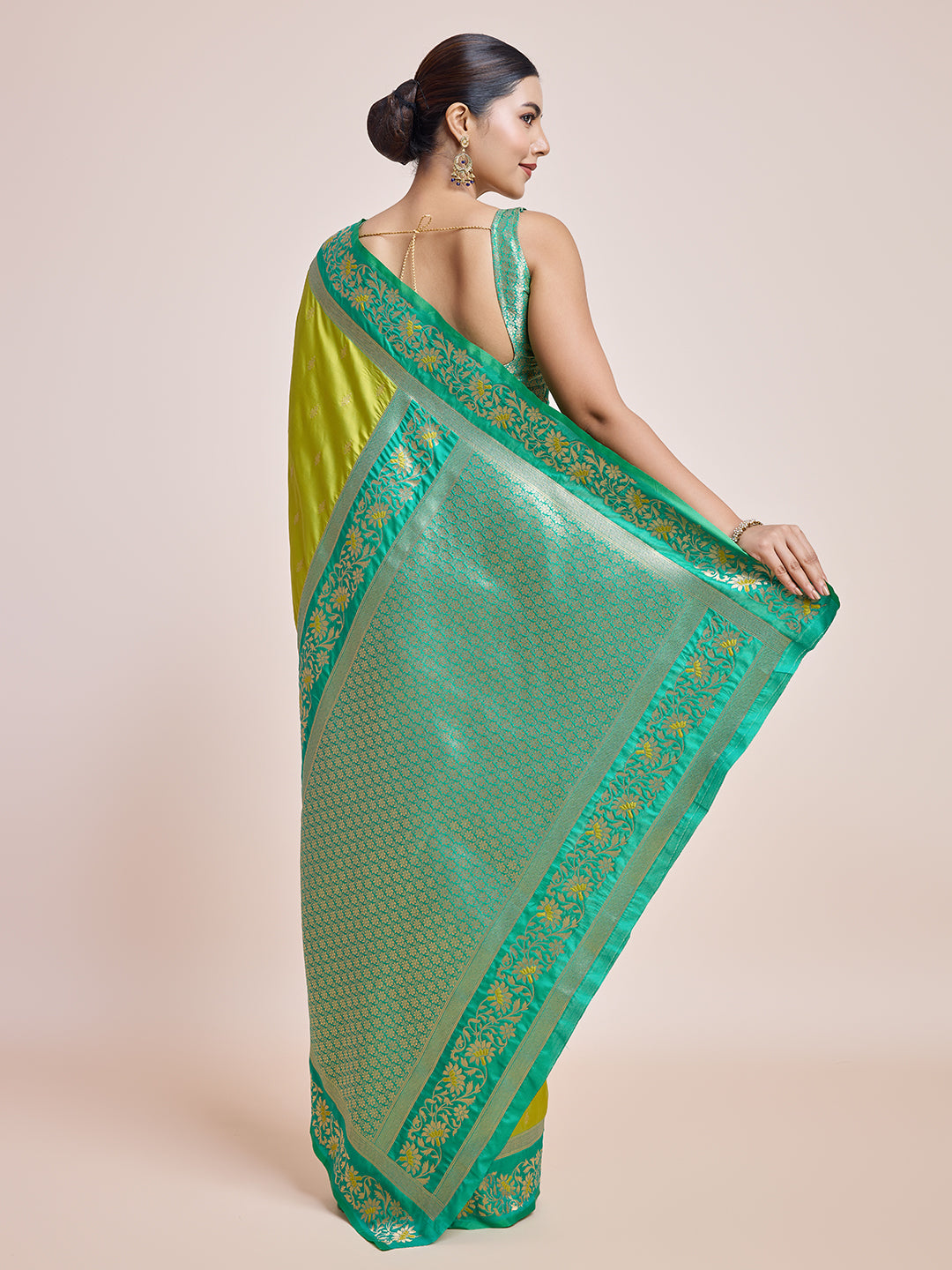 Cyan Banarasi Satin Silk Woven Classic Saree - Monjolika Fashion Cyan Banarasi Satin Silk Woven Classic Saree - Monjolika Fashion