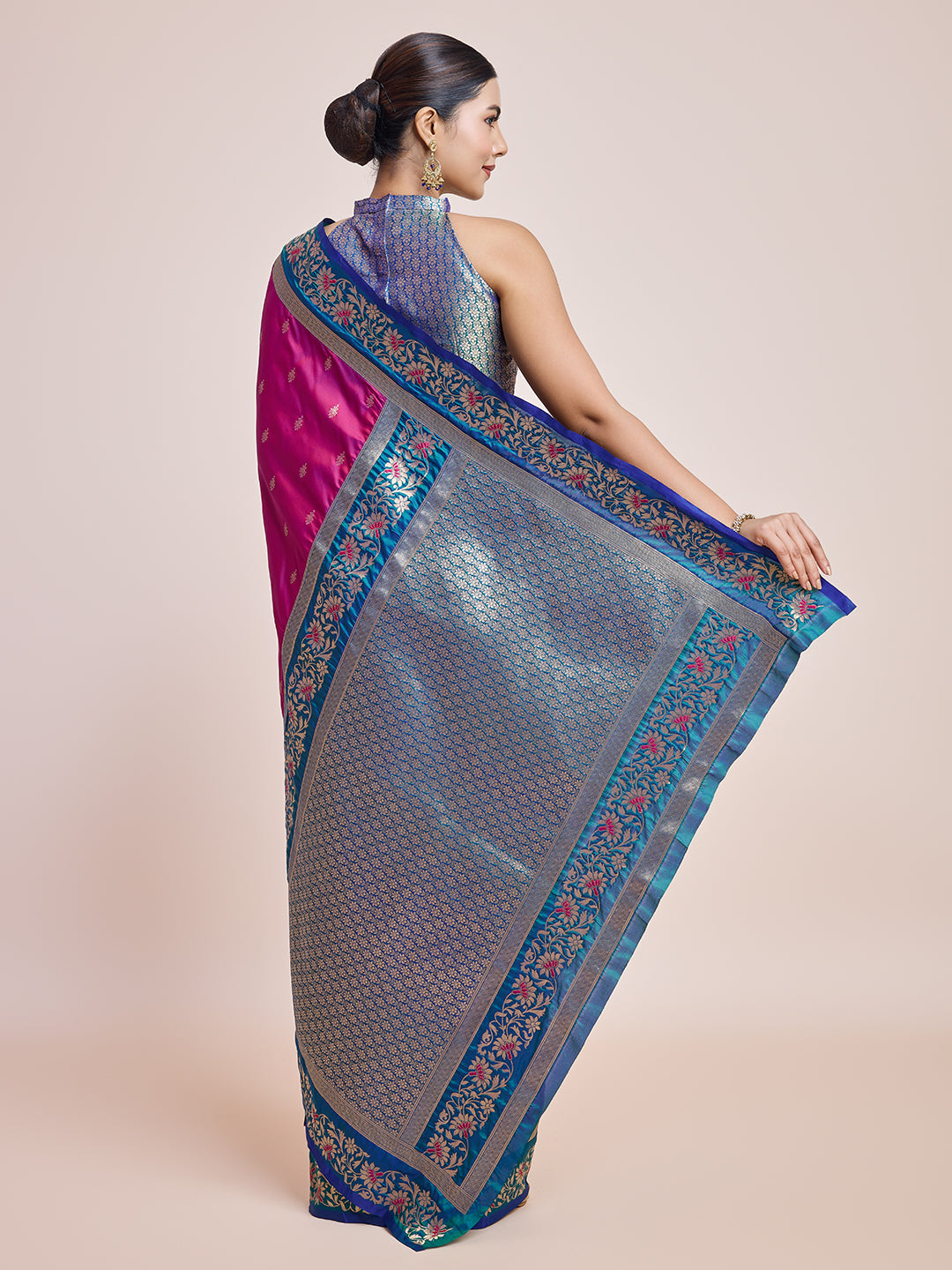 Cyan Banarasi Satin Silk Woven Classic Saree - Monjolika Fashion Cyan Banarasi Satin Silk Woven Classic Saree - Monjolika Fashion