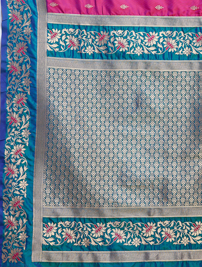 Cyan Banarasi Satin Silk Woven Classic Saree - Monjolika Fashion Cyan Banarasi Satin Silk Woven Classic Saree - Monjolika Fashion