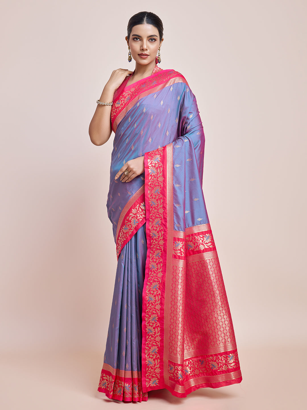 Cyan Banarasi Satin Silk Woven Classic Saree - Monjolika Fashion Cyan Banarasi Satin Silk Woven Classic Saree - Monjolika Fashion