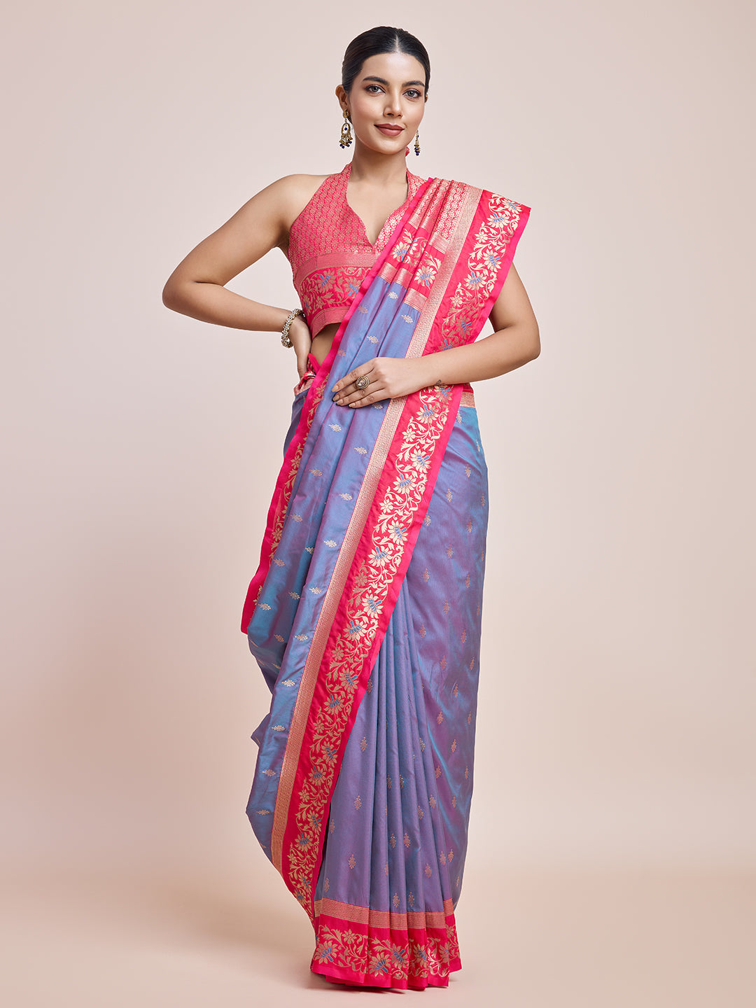 Cyan Banarasi Satin Silk Woven Classic Saree - Monjolika Fashion Cyan Banarasi Satin Silk Woven Classic Saree - Monjolika Fashion