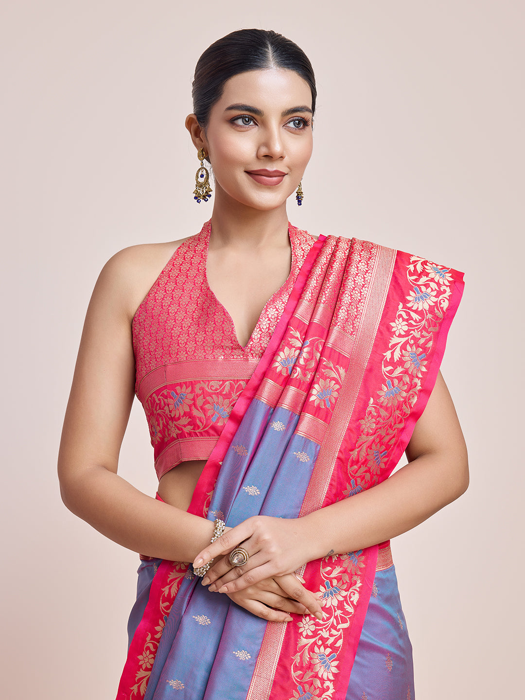 Cyan Banarasi Satin Silk Woven Classic Saree - Monjolika Fashion Cyan Banarasi Satin Silk Woven Classic Saree - Monjolika Fashion