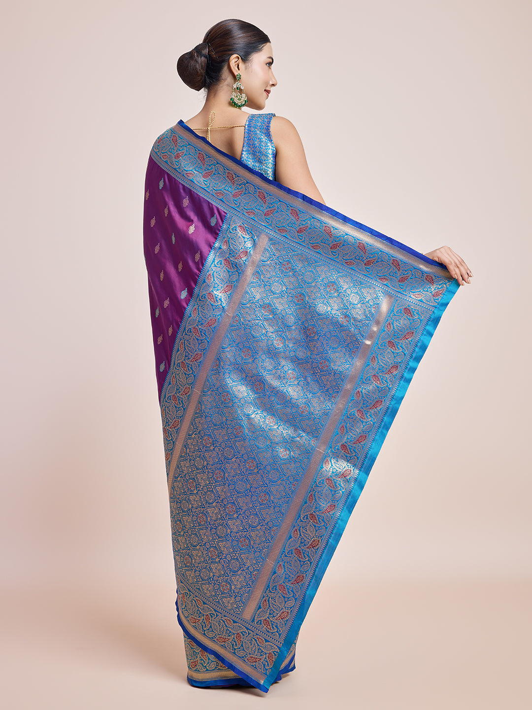 Purple Banarasi Satin Silk Rich Zari Work Traditional Saree - Monjolika Fashion Purple Banarasi Satin Silk Rich Zari Work Traditional Saree - Monjolika Fashion