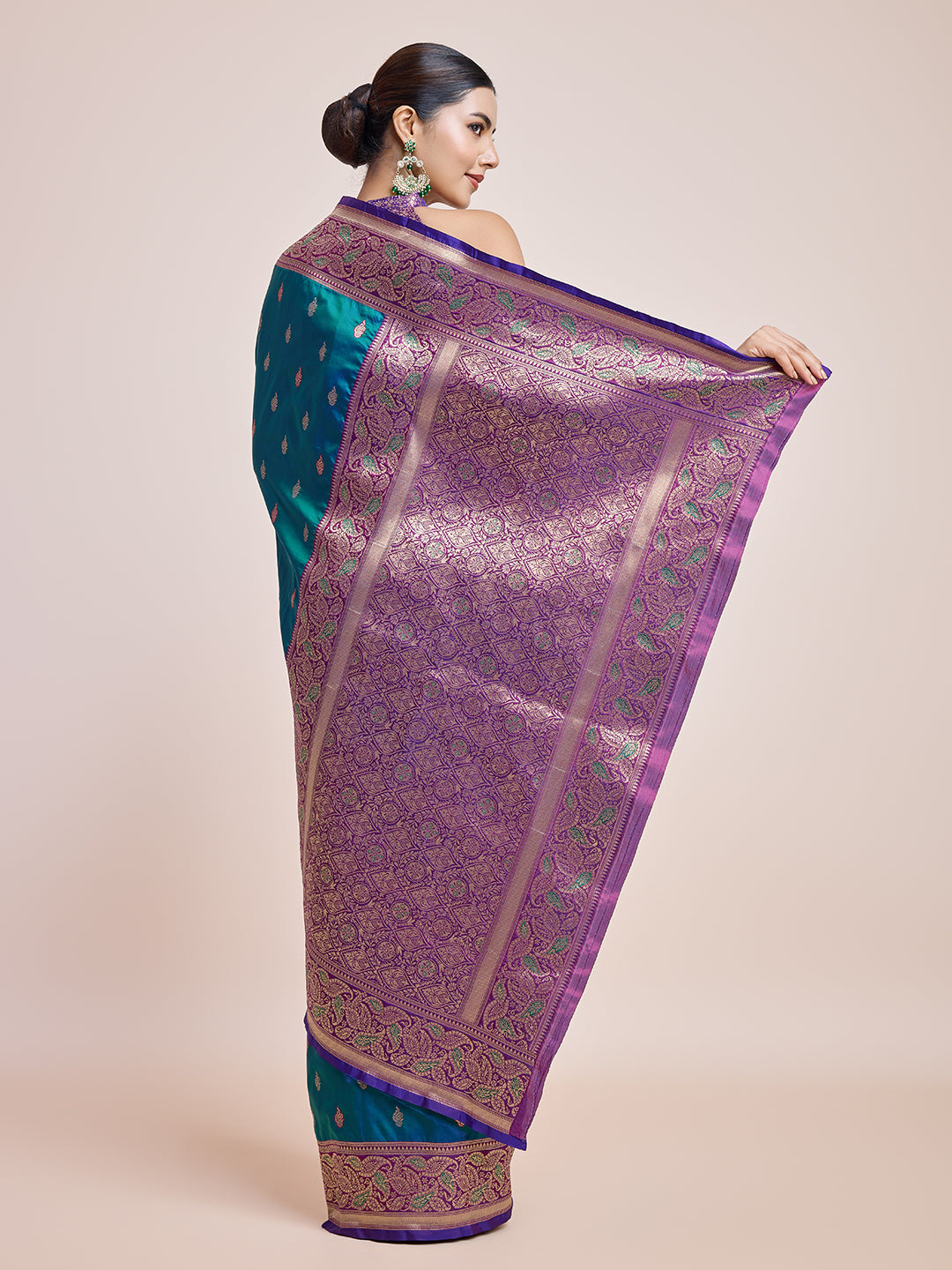 Teal Blue Banarasi Satin Silk Zari Woven Classic Saree - Monjolika Fashion Teal Blue Banarasi Satin Silk Zari Woven Classic Saree - Monjolika Fashion