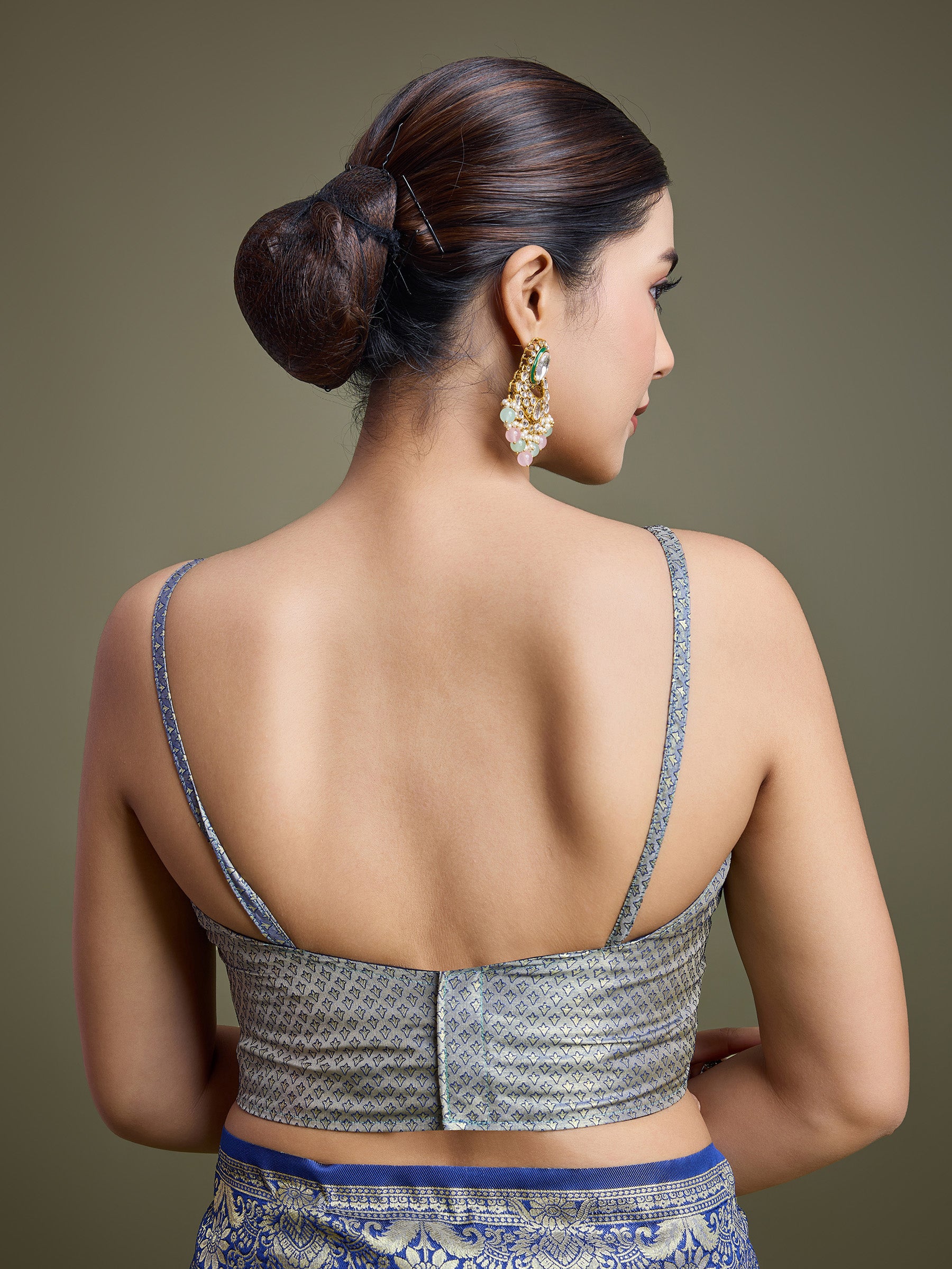 Navy Blue And Cream Banarasi Silk Zari Border Saree - Monjolika Fashion Navy Blue And Cream Banarasi Silk Zari Border Saree - Monjolika Fashion