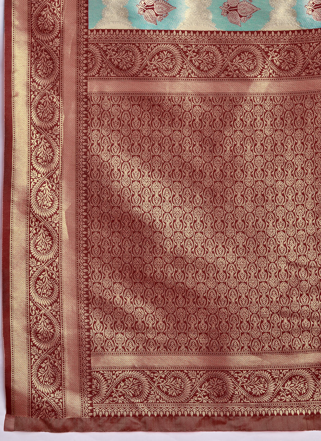 Maroon And Cream Banarasi Silk Jacquard weaving work Saree - Monjolika Fashion Maroon And Cream Banarasi Silk Jacquard weaving work Saree - Monjolika Fashion