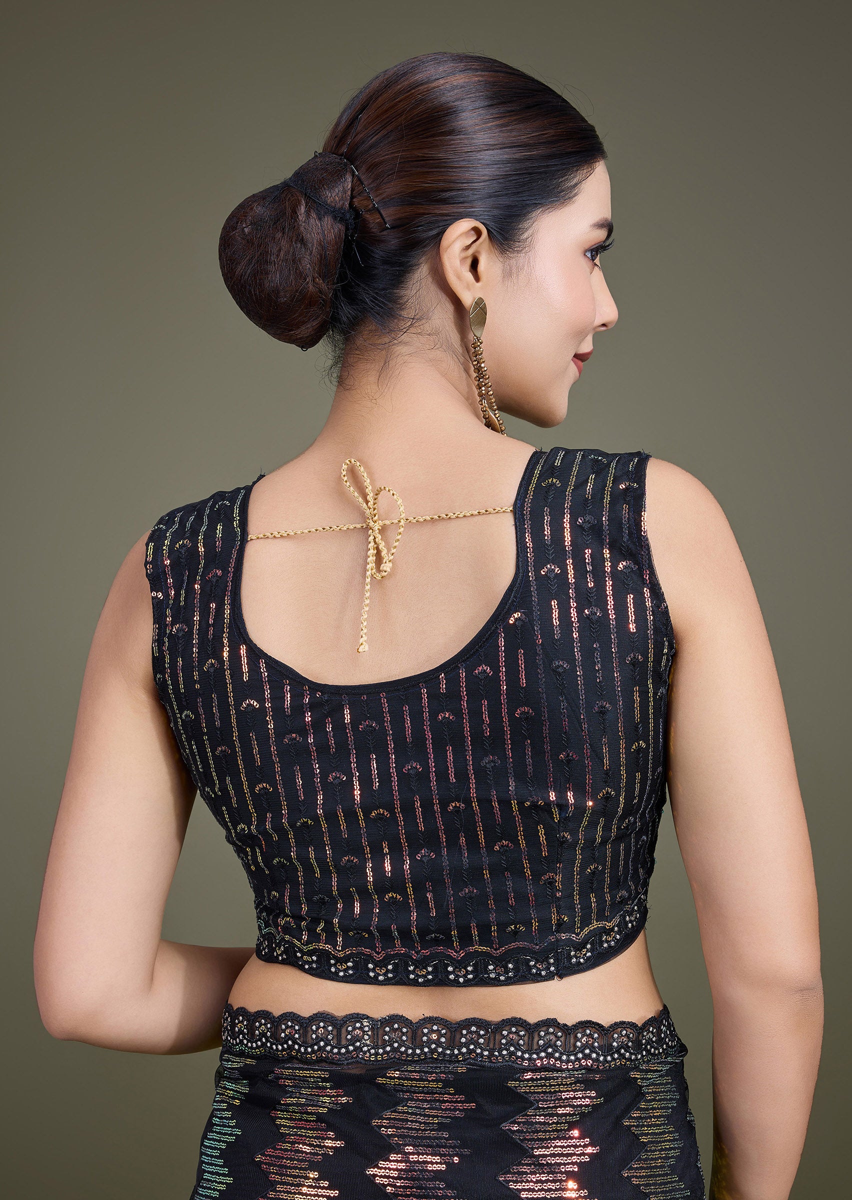 Black Net Sparkling Sequin Stunning Saree - Monjolika Fashion Black Net Sparkling Sequin Stunning Saree - Monjolika Fashion
