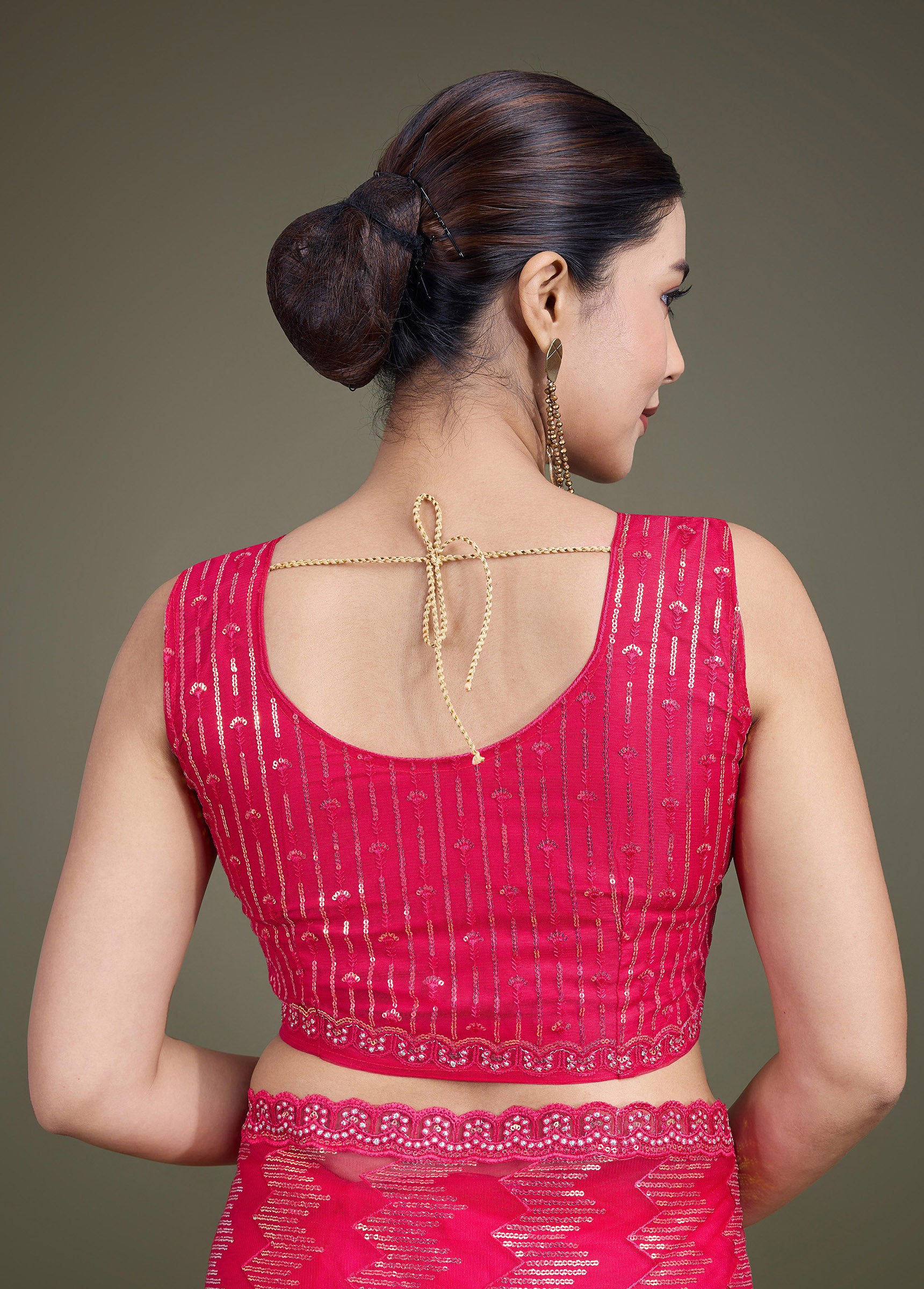 Dark Pink Net Sparkling Sequin Party Wear Saree - Monjolika Fashion Dark Pink Net Sparkling Sequin Party Wear Saree - Monjolika Fashion