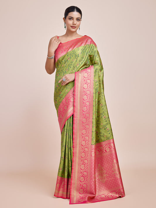 Cream Banarasi Tissue Silk Woven Stunning Saree