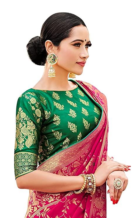 Magenta Woven Banarasi Silk Blend Wedding Saree