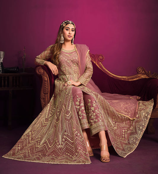 Light Pink Net Sangeet Event Designer Salwar Suit