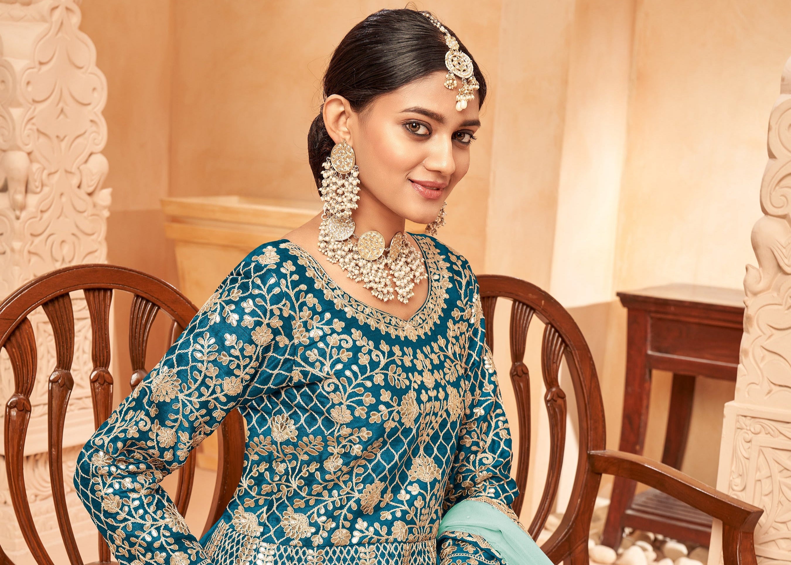 Dark Blue Art silk Embroidered Partywear Anarkali Suit - Monjolika Fashion Dark Blue Art silk Embroidered Partywear Anarkali Suit - Monjolika Fashion