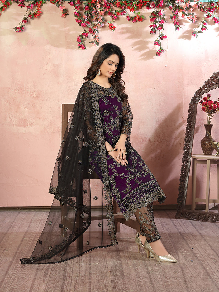 Purple Net Embroidered Festival Salwar Kameez - Monjolika Fashion Purple Net Embroidered Festival Salwar Kameez - Monjolika Fashion