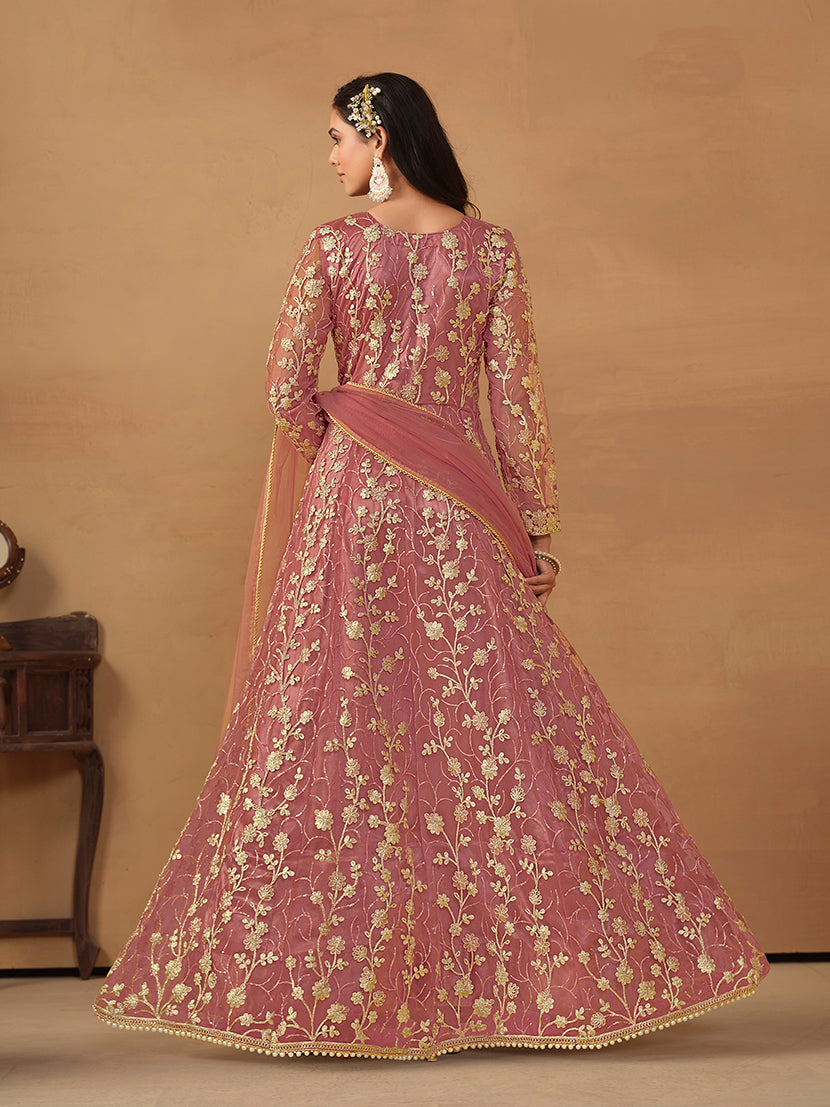 Mauve Net Embroidered Indo-western Suit - Monjolika Fashion Mauve Net Embroidered Indo-western Suit - Monjolika Fashion