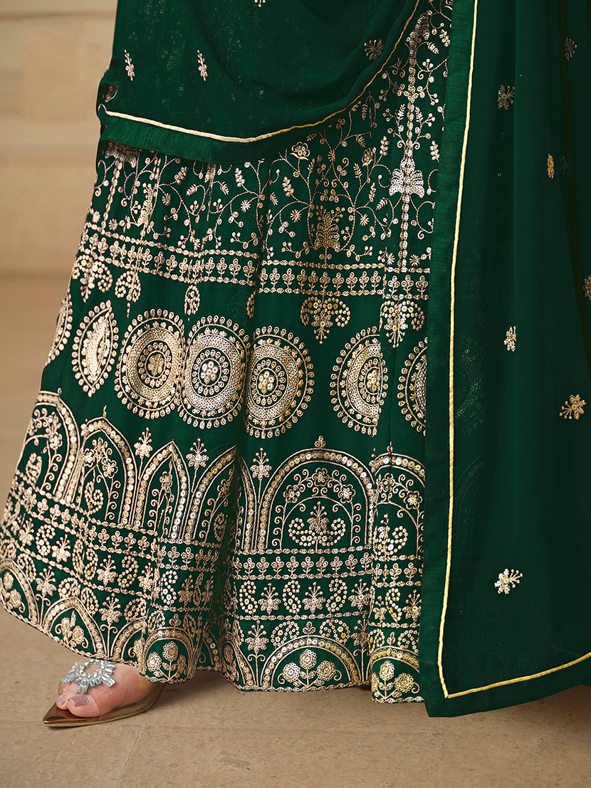 Green Georgette Embroidered Anarkali Salwar Suit - Monjolika Fashion Green Georgette Embroidered Anarkali Salwar Suit - Monjolika Fashion
