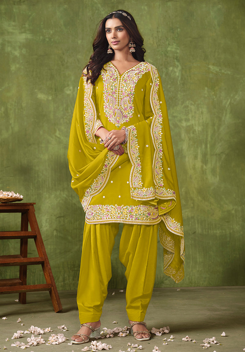 Pear Chanderi Embroidered Trendy Salwar Kameez - Monjolika Fashion Pear Chanderi Embroidered Trendy Salwar Kameez - Monjolika Fashion