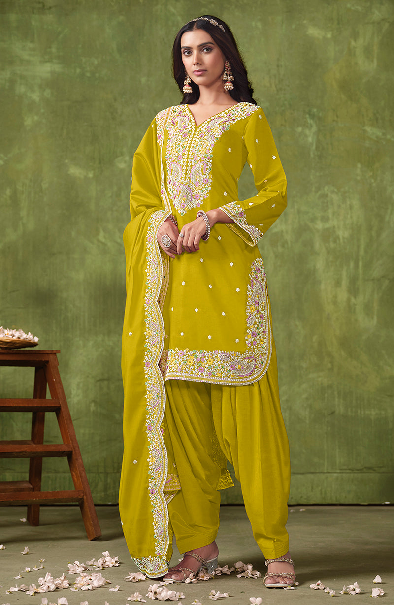 Pear Chanderi Embroidered Trendy Salwar Kameez - Monjolika Fashion Pear Chanderi Embroidered Trendy Salwar Kameez - Monjolika Fashion