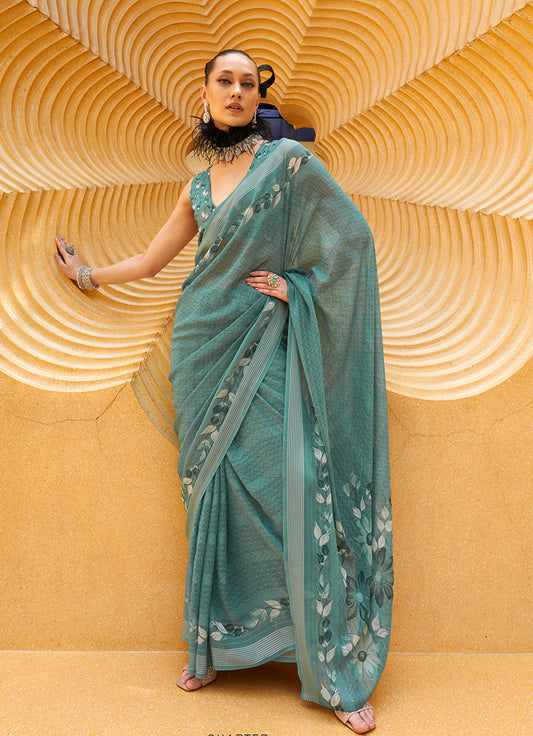 Rama Georgette Printed Saree