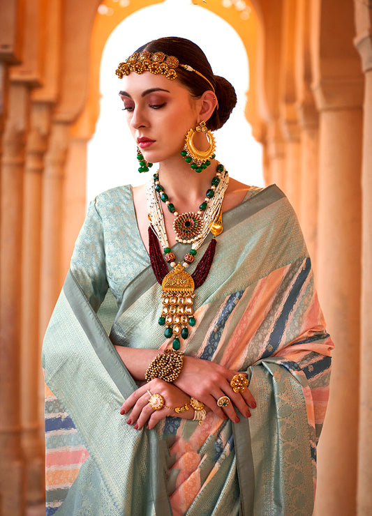 Multi Colour Viscose Silk Foil Print Classic Saree