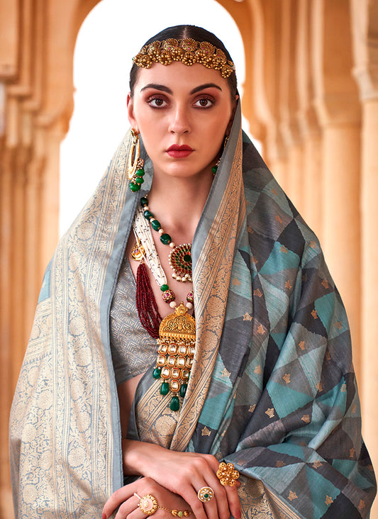 Multi Colour Colour Viscose Silk Foil Print Classic Saree
