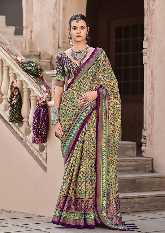 Green Silk Patola Print Saree