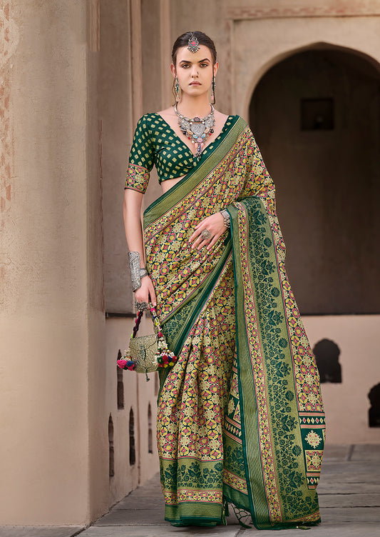 Green Silk Patola Print Saree