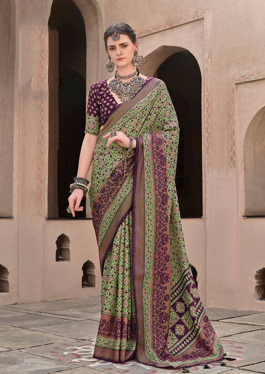 Green Silk Patola Print Saree