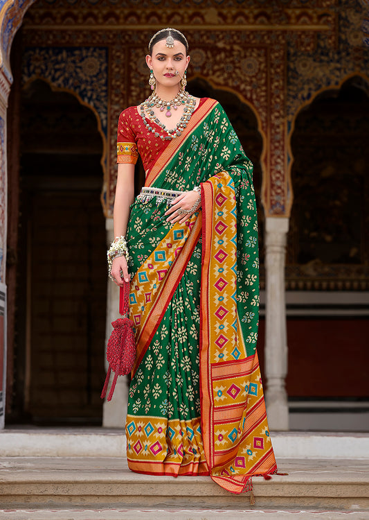Green Silk Patola Print Saree