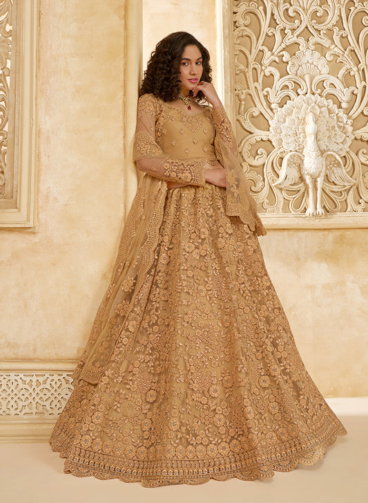 Chiku Net Thread Embroidery Stone Work Lehenga Choli