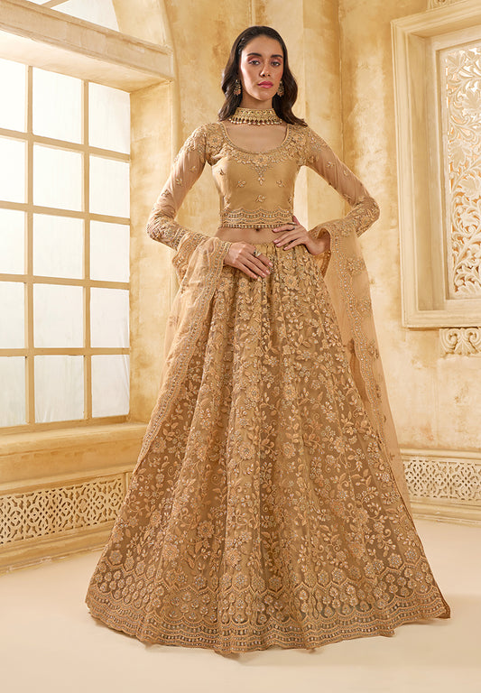 Chiku Net Thread Embroidery Stone Work Lehenga Choli