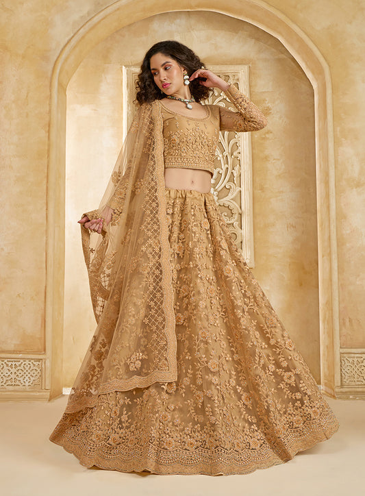 Chiku Net Designer Lehenga Choli with Embroidered Work for Women