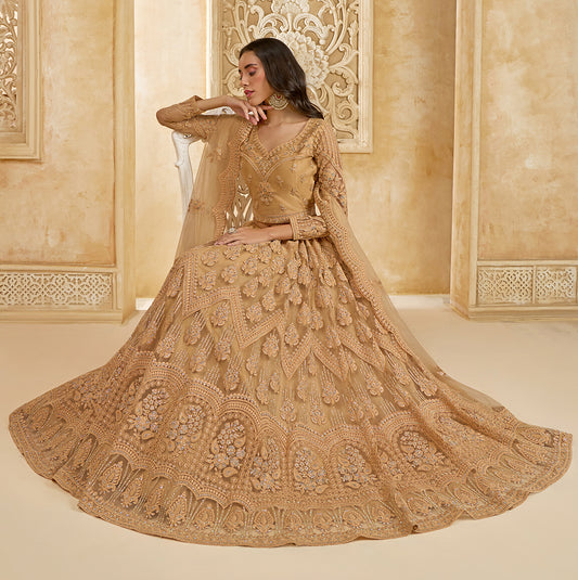 Chiku Net Designer Lehenga Choli with Embroidered Work for Women