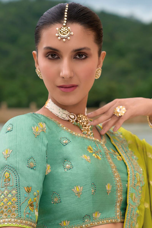 Light Sky blue Heavy Silk With Khatli Embroidered & Heavy Work Bridal Wear Lehenga Choli
