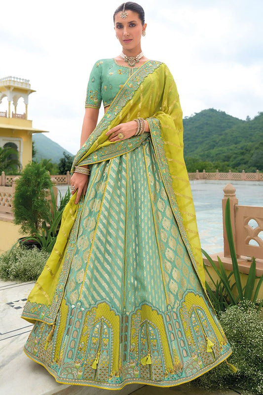 Light Sky blue Heavy Silk With Khatli Embroidered & Heavy Work Bridal Wear Lehenga Choli