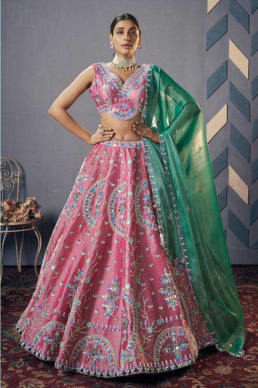 Pink Jimmy Choo Embroidery Readymade Lehenga Choli With Dupatta